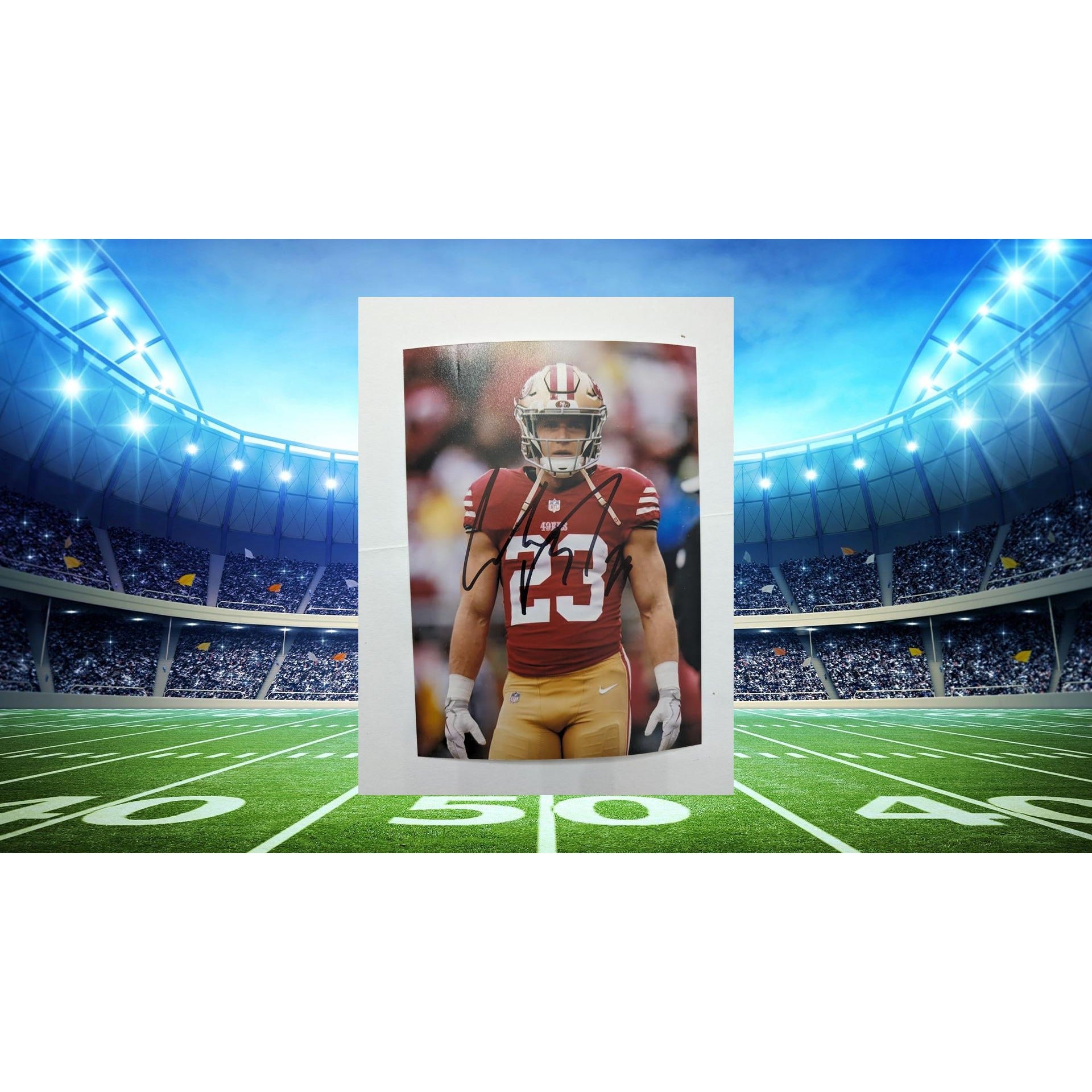 Christian McCaffrey San Francisco 49ers 5x7 photo signed with proof