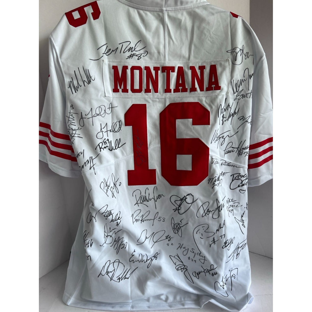 San Francisco 49ers 1988 -89  Joe Montana size xl Super Bowl Champions team signed game model jersey signed with proof