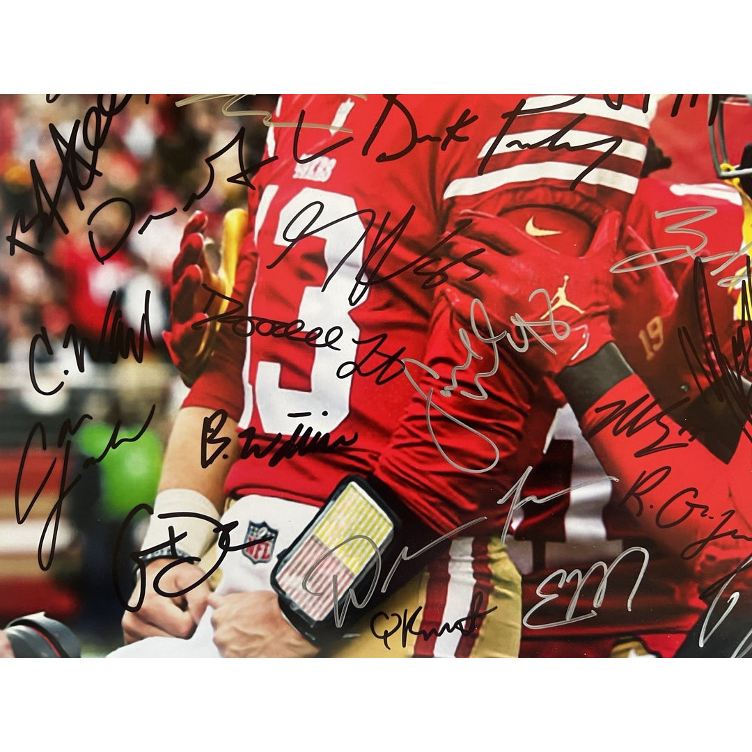 San Francisco 49ers Brock Purdy Christian McCaffrey Deebo Samuel NFC champions 2023-24 16x20 photo signed with proof