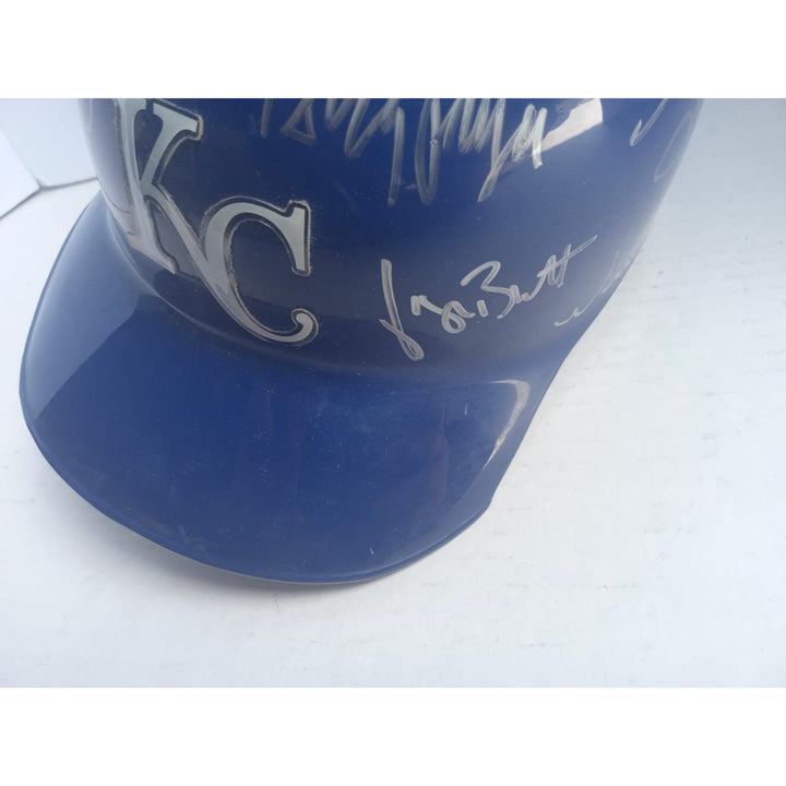 Kansas City Royals George Brett Brett saberhagen Willie Wilson World Series champions team signed batting helmet