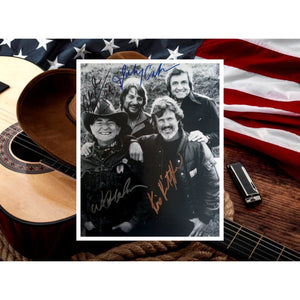 The Highwayman Johnny Cash Waylon Jennings Willie Nelson Kris Kristofferson signed 8x10 photo with proof