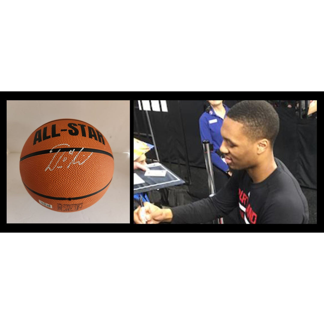 Damian Lillard full size NBA basketball signed with proof with free acrylic display case