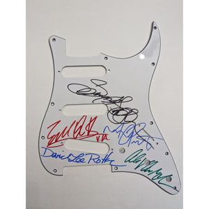 Eddie Van Halen David Lee Roth Sammy Hagar Michael Anthony Alex Van Halen Fender Stratocaster electric guitar pickguard signed with proof