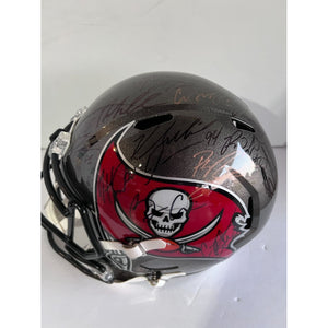 Tom Brady Rob Gronkowski Tampa Bay Buccaneers Super Bowl champions Ridell speed replica full size helmet signed with proof