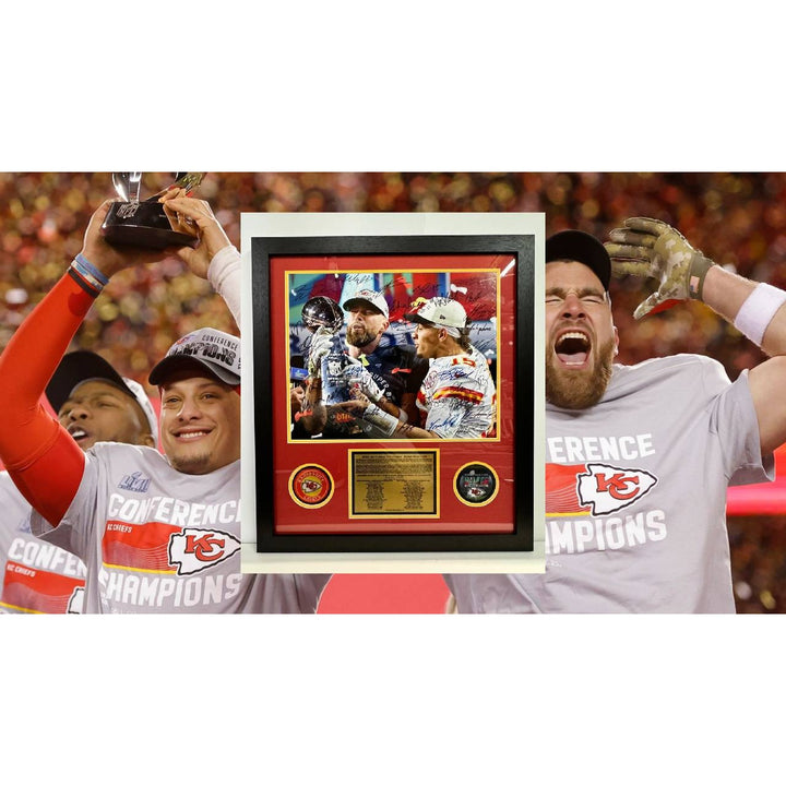 Patrick Mahomes Travis Kelce 2022-2023 16x20 photo framed and signed whit proof