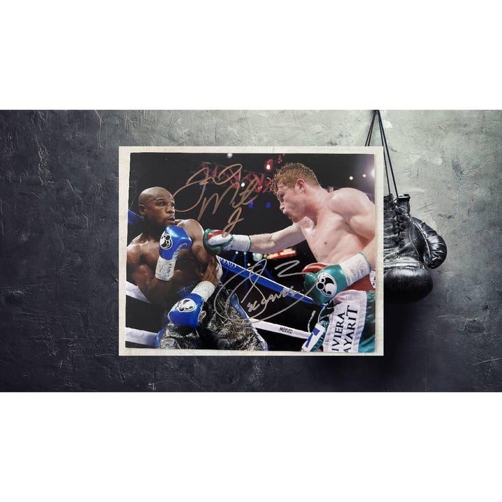 Saul Canelo Alvarez and Floyd Mayweather 8 x 10 photo signed with proof Awesome Artifacts