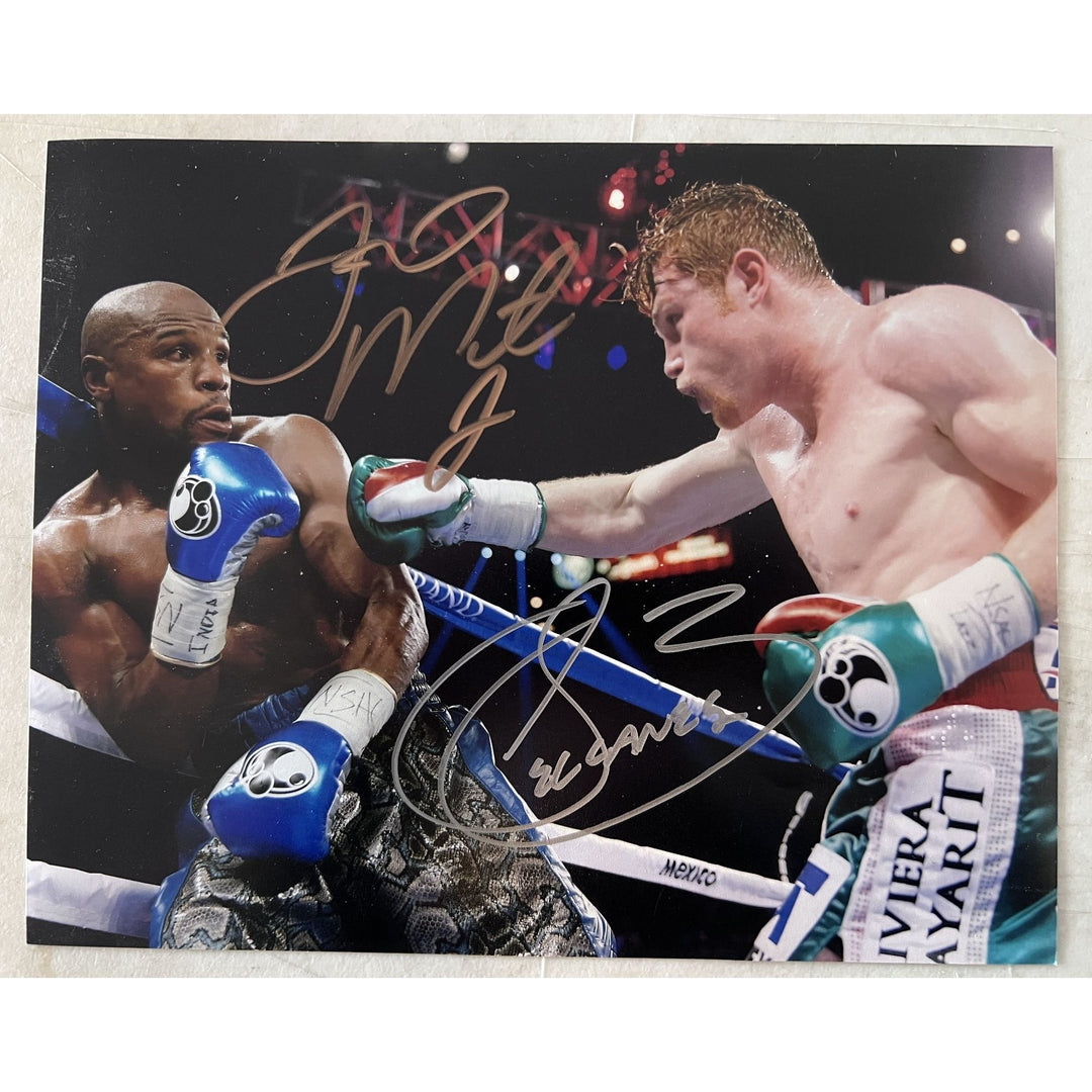 Saul Canelo Alvarez and Floyd Mayweather 8 x 10 photo signed with proof Awesome Artifacts