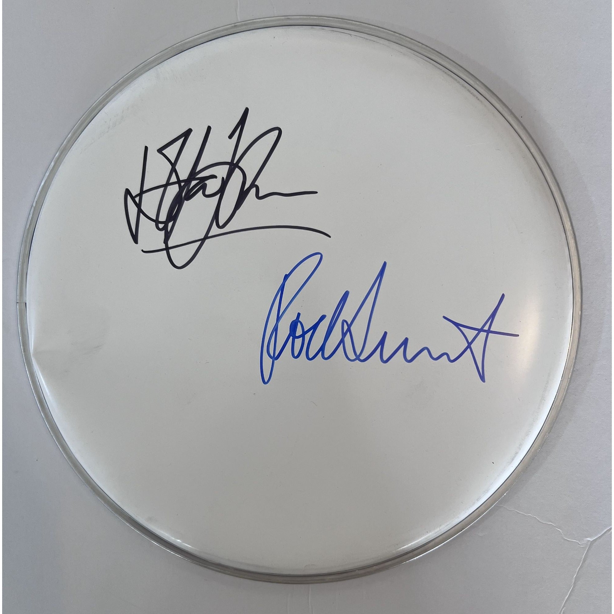 Paul McCartney and Elton John drumhead signed with proof