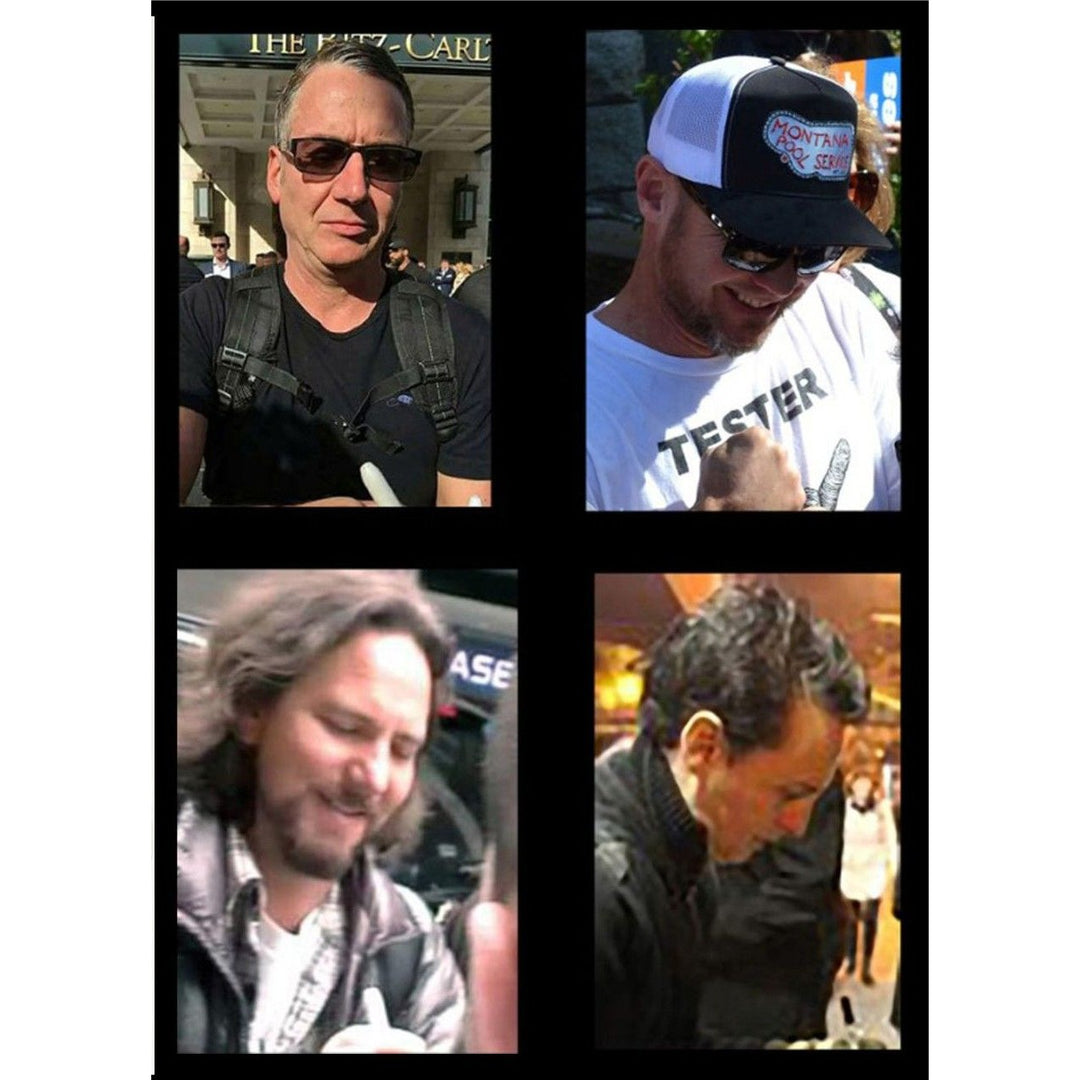 Pearl Jam Eddie Vedder, Matt McCready, Matt Cameron, Stone Gossard, Jeff Amen Fender Stratocaster Squier electric guitar signed with proof