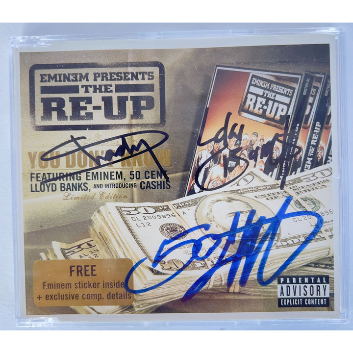 "Eminem" Marshall Mathers "Slim Shady" "The Re -Up" also signed by Curtis "50 Cent" Jackson & Lloyd Banks CD jacket & and CD both signed