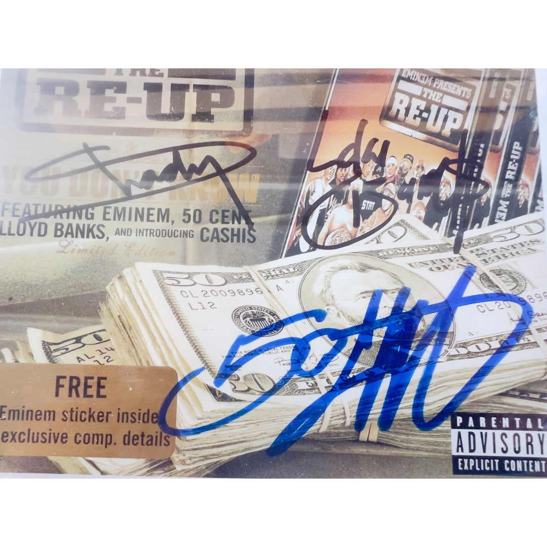 "Eminem" Marshall Mathers "Slim Shady" "The Re -Up" also signed by Curtis "50 Cent" Jackson & Lloyd Banks CD jacket & and CD both signed