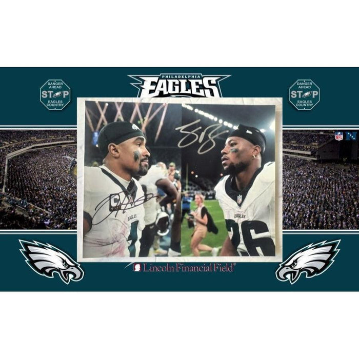 Saquon Barkley and Jalen Hurts Philadelphia Eagles 8x10 photo signed with proof