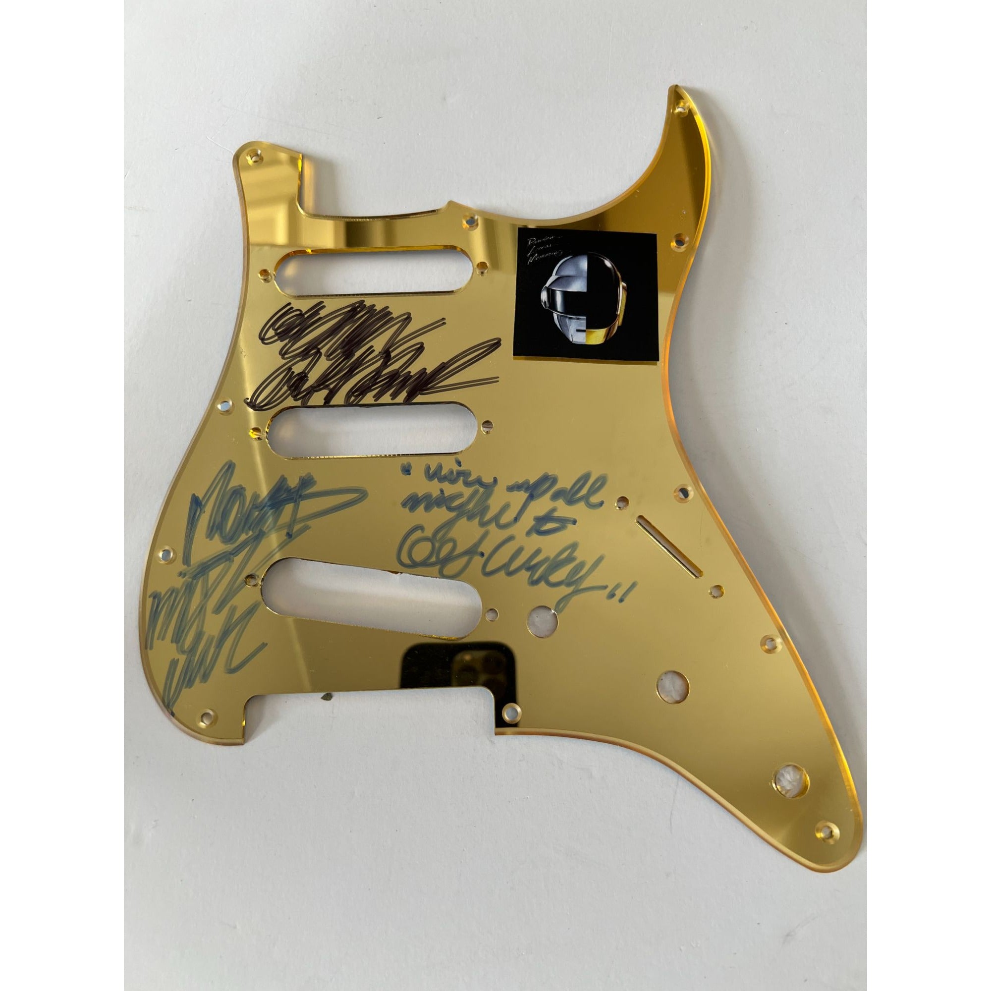 Daft Punk Thomas Bangalter and Guy-Manuel de Homem-Christo of 'Daft Punk' electric guitar pickguard signed with proof