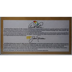 Load image into Gallery viewer, Jack Nicklaus and Arnold Palmer Masters golf balls framed 21x14 and signed with proof
