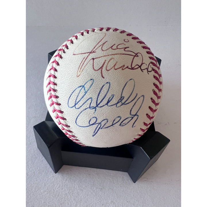 Willie Mays Barry Bonds Willie McCovey Juan Marichall Orlando Cepeda San Francisco Giants Hall of Famers Rawlings MLB baseball signed