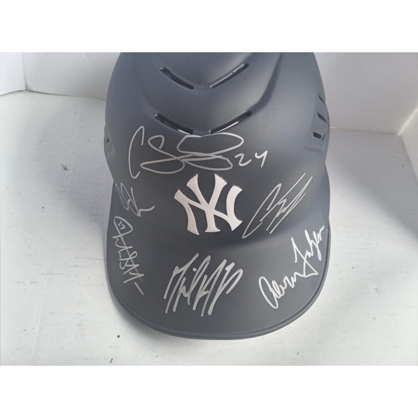 Aaron Judge Gleyber Torres Gary Sanchez Giancarlo Stanton New York Yankees full size batting helmet signed