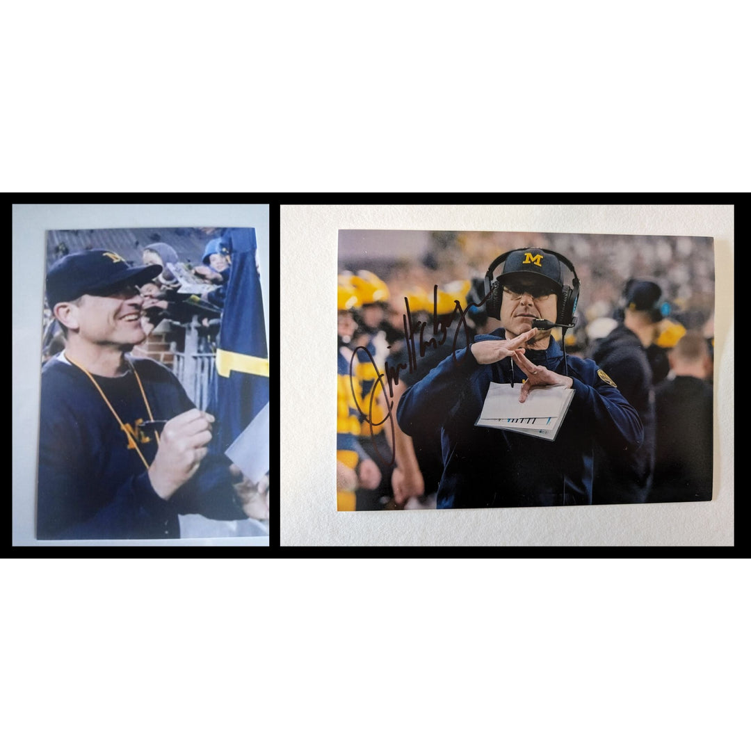 Jim Harbaugh Michigan Wolverines 5x7 photo signed with proof