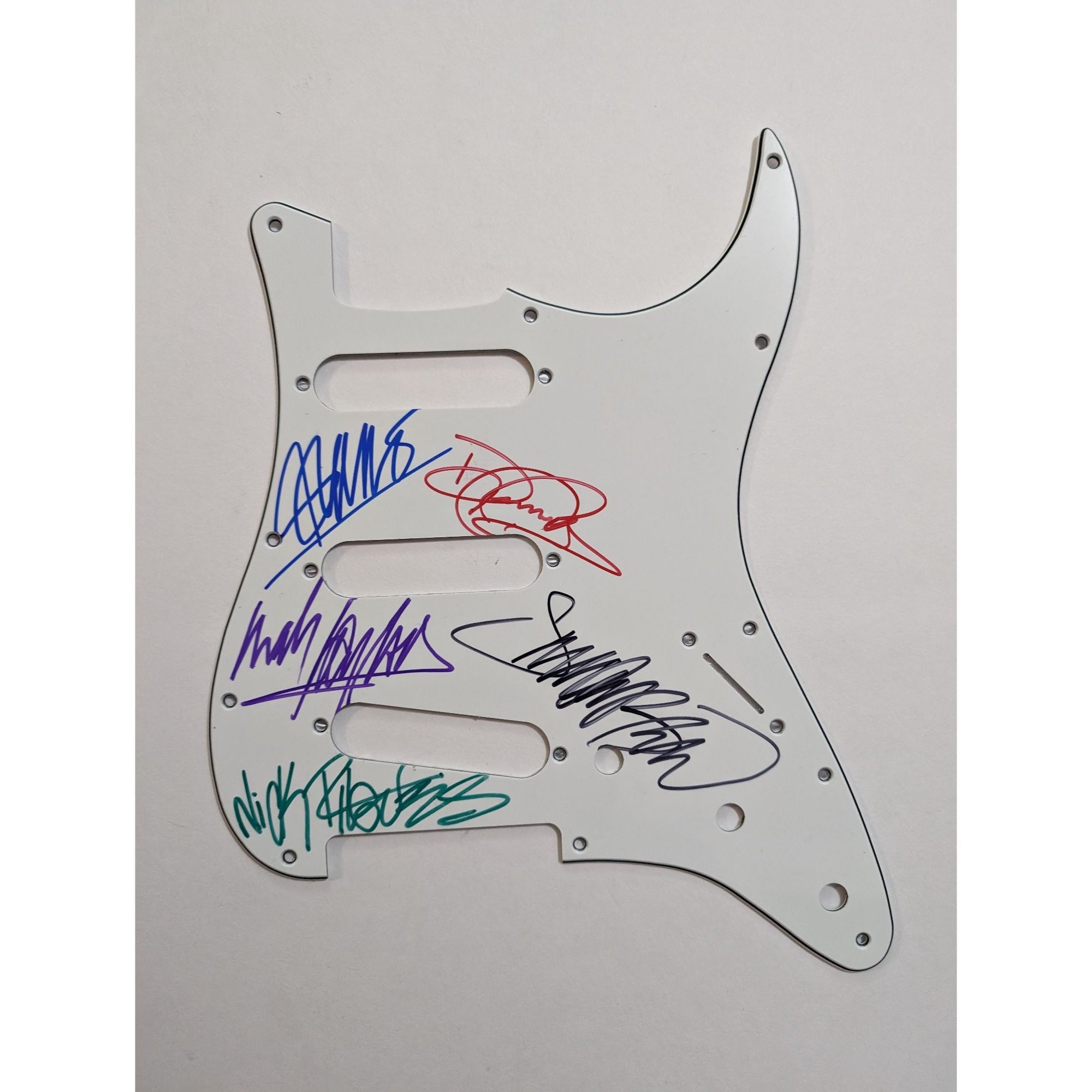 Duran Duran Simon Lebon Nick Rhodes John Taylor Andy Taylor Fender Stratocaster electric guitar pick guard signed with proof