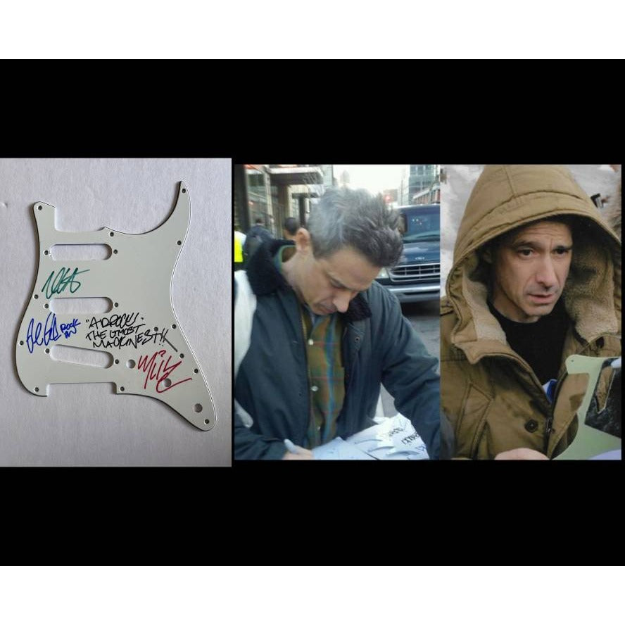 The Beastie Boys with Rick Rubin Stratocaster electric guitar pickguard signed with proof