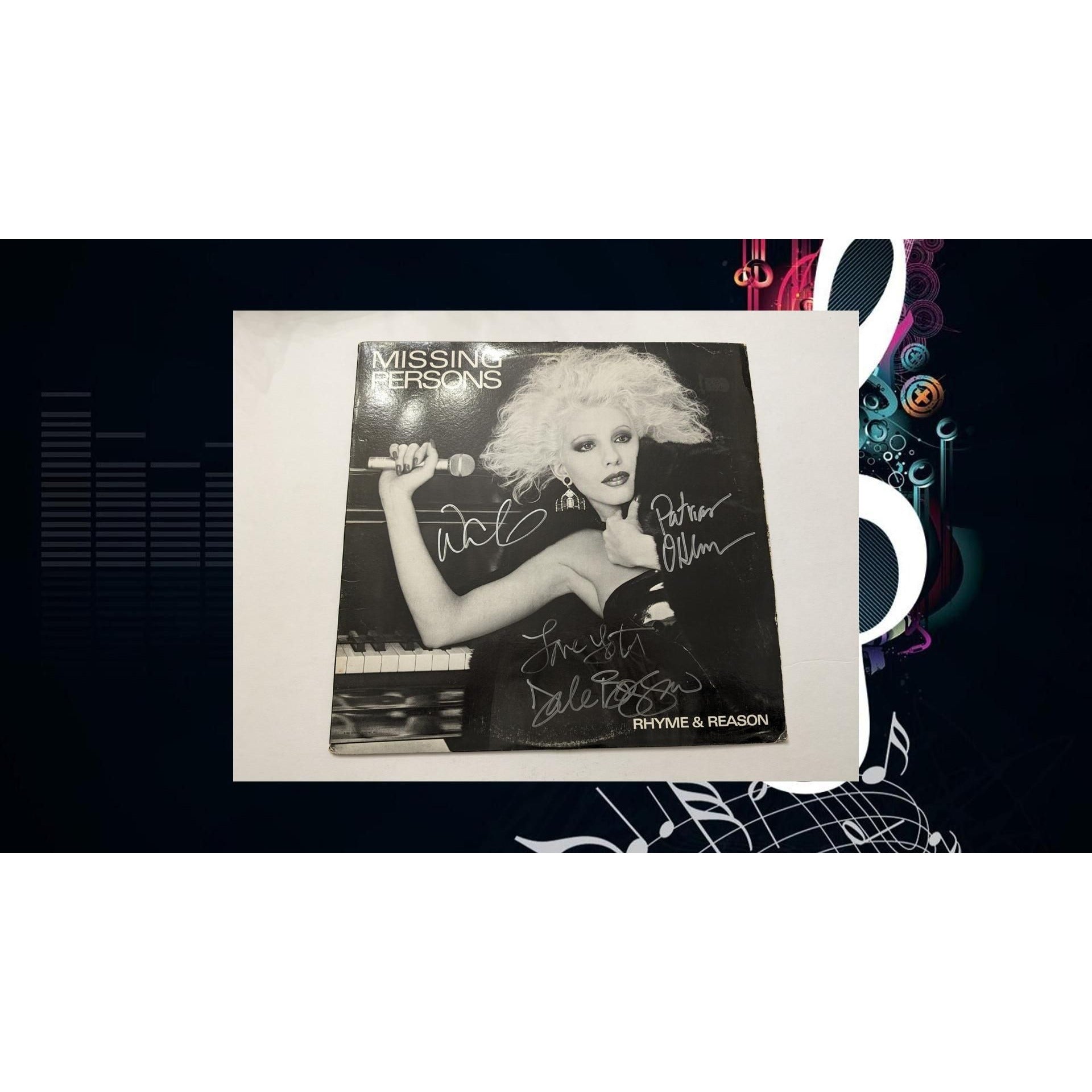 Missing Persons Dale Bozzio Warren Cuccurullo Patrick O'Hearn Rhyme and Reason original LP signed