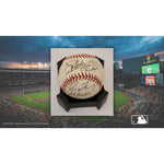 Load image into Gallery viewer, Atlanta Braves Greg Maddux John Smoltz Chipper Jones Tom Glavine Bobby Cox official Rawlings MLB baseball signed with proof free displaycase
