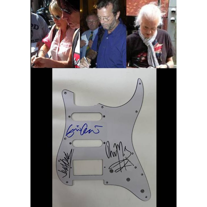 Eric Clapton Jimmy Page Jeff Beck Fender Stratocaster electric guitar pick card signed with proof