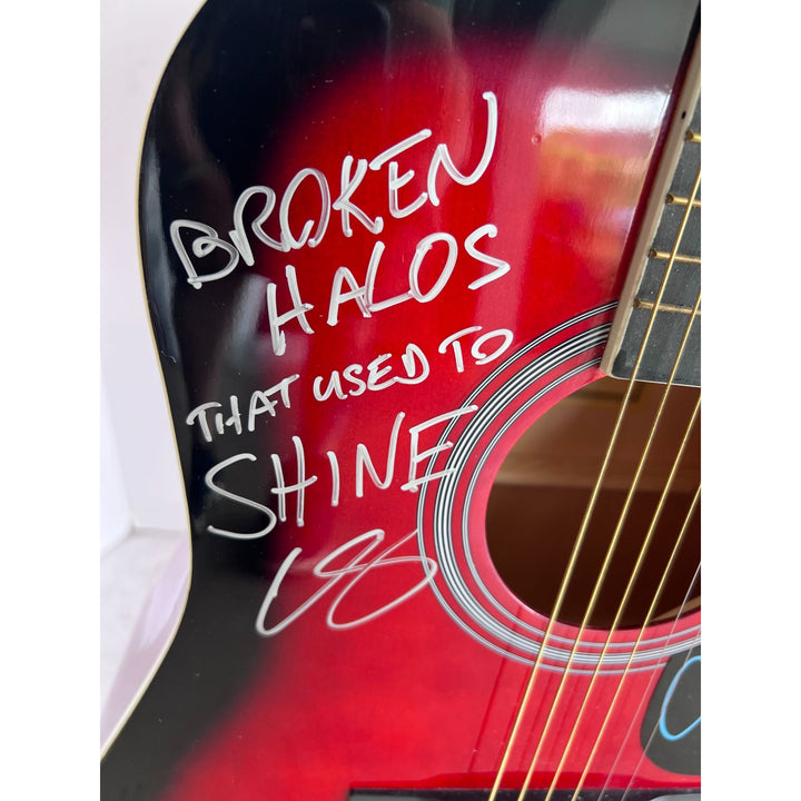 Chris Stapleton signed and inscribed broken Halos that used to shine with Justin Timberlake full size acoustic guitar signed with proof