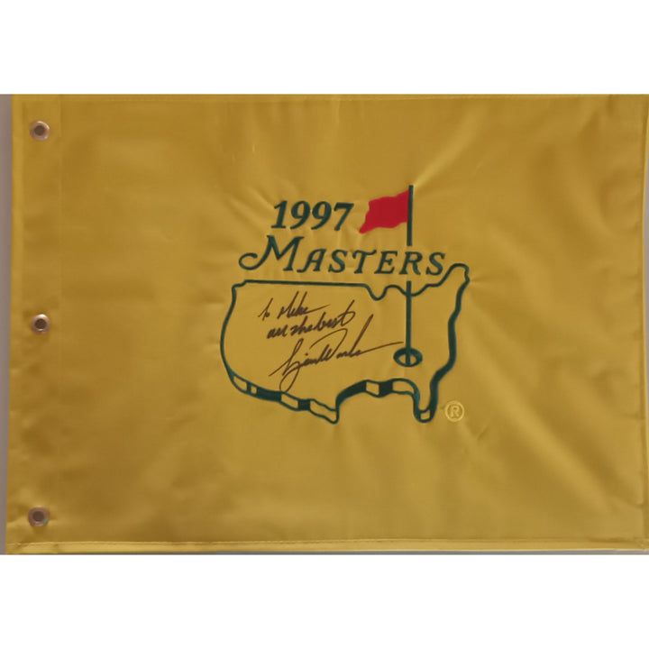 Tiger Woods "To Mike all the best" 1997 Masters Golf pin flag signed with proof