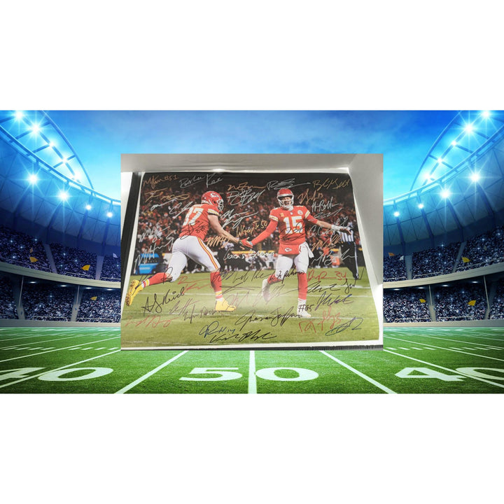 Kansas City Chiefs 2023-24 Andy Reid Patrick Mahomes Chris Jones Travis Kelce 16x20 photo team signed with proof