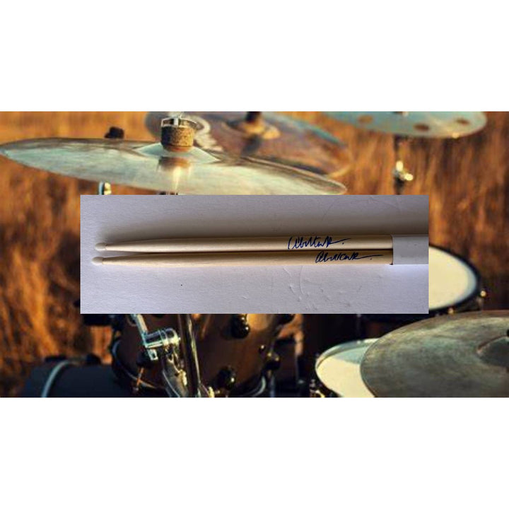 Alex Van Halen of Van Halen Drumsticks signed with proof