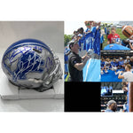 Load image into Gallery viewer, Detroit Lions mini helmet Aidan Hutchinson Amon-Ra St. Brown Dan Campbell &amp; Jared Goff signed with proof
