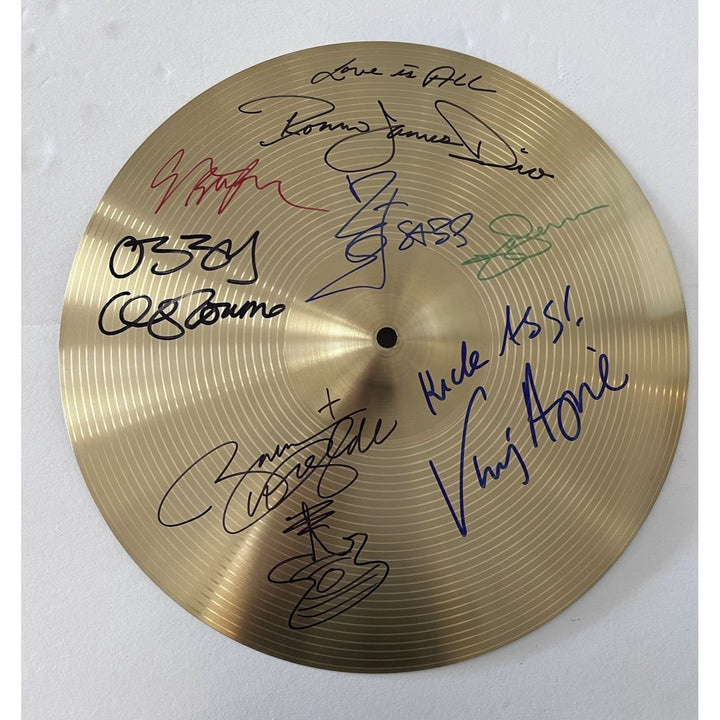 Ozzy Osbourne Ronnie James Dio Geezer Butler Bill Ward Zakk Wylde Vinnie Appice Tony Iommi 14 inch cymbal signed with proof