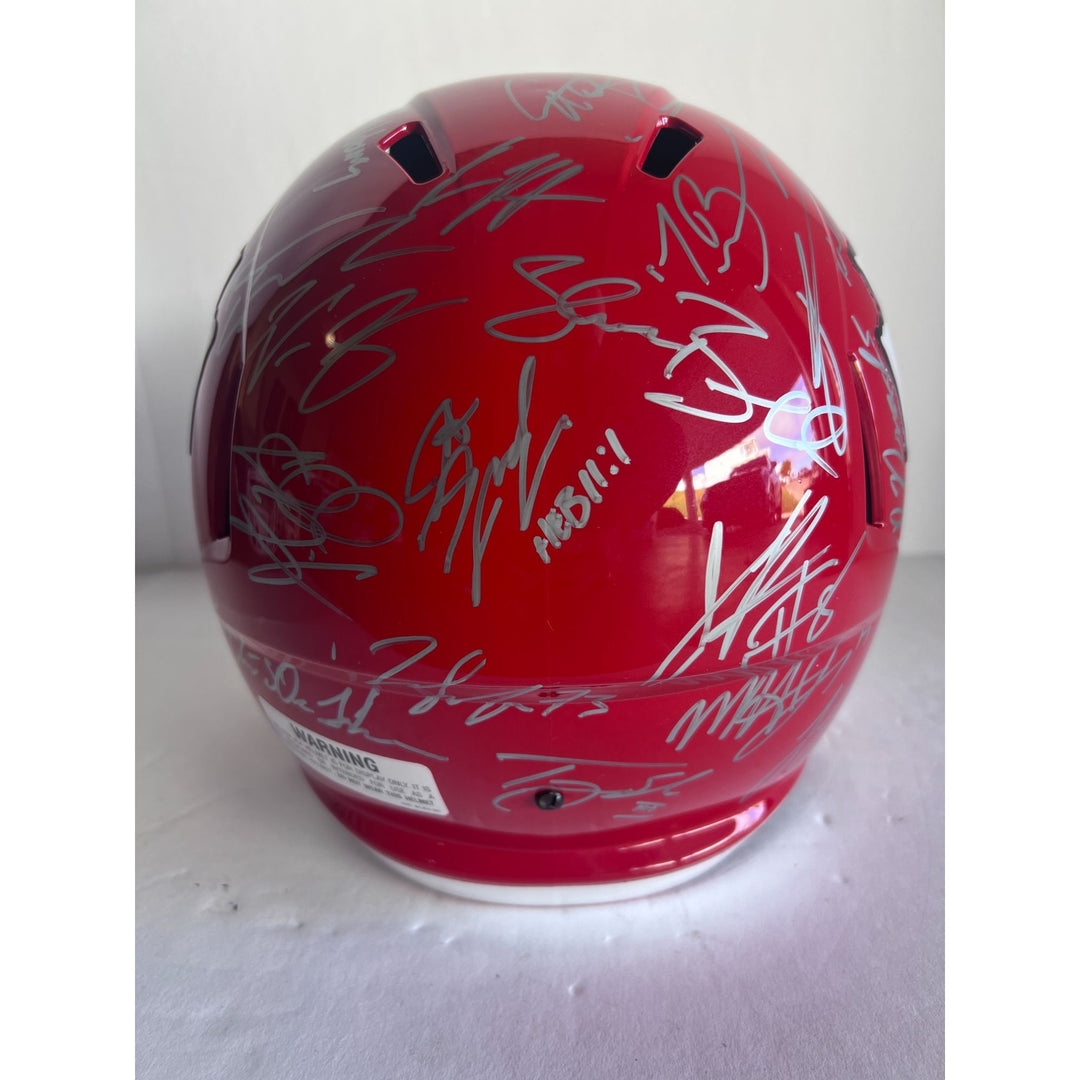 Kansas City Chiefs 2023 Super Bowl champions Riddell Speed authentic game model helmet 40 + sigs Patrick Mahomes Travis Kelce Andy Reid s