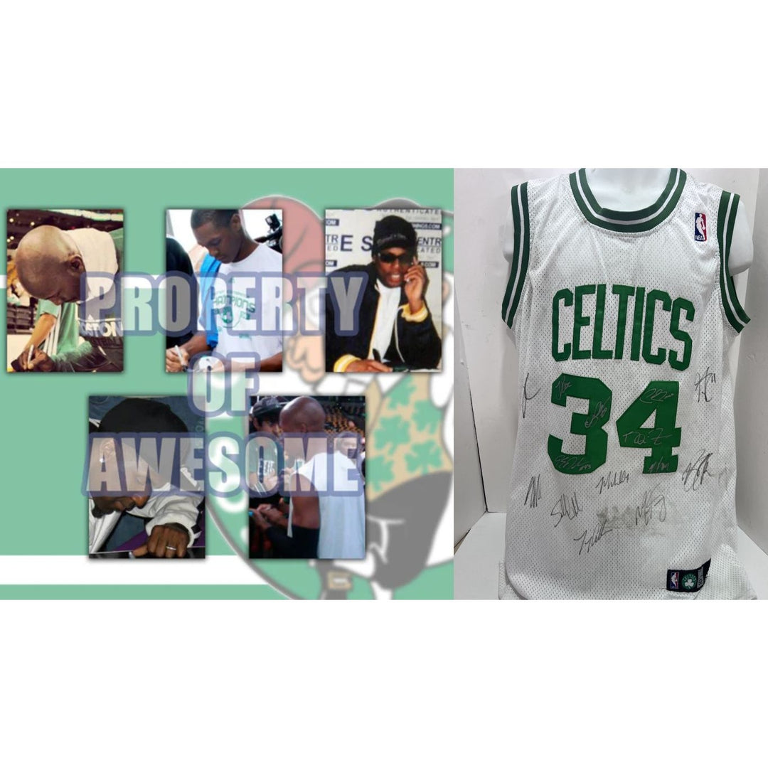 Boston Celtics 2007 2008 NBA champions Paul Pierce Kevin Garnett Ray Allen team sign game model jersey with proof