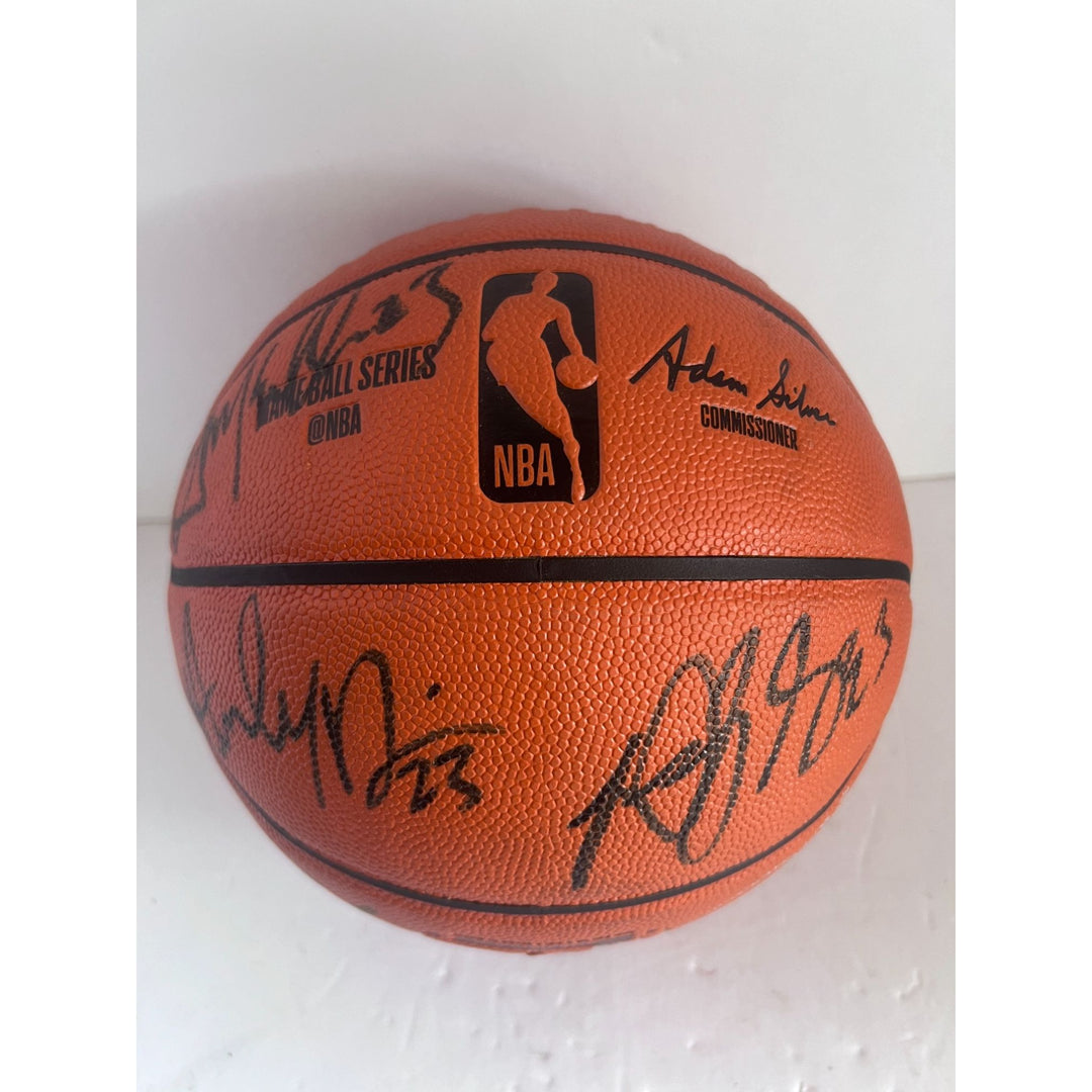 LeBron James Steph Curry Kevin Durant Anthony Davis Damian Lillard NBA superstars Spalding basketball signed with proof