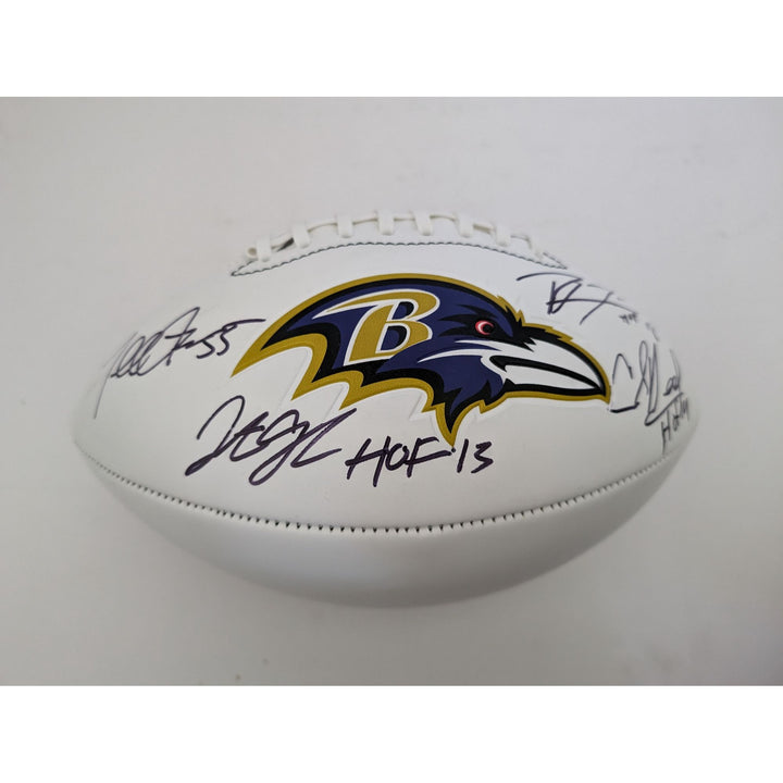 Baltimore Ravens Ray Lewis Ed Reed Jonathan Ogden Terrell Suggs full size football signed with proof