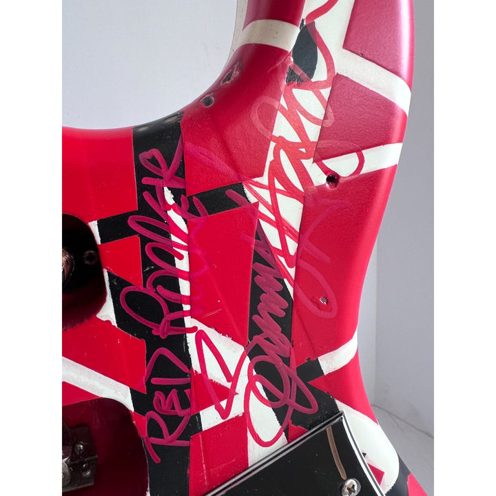 Eddie Van Halen Frankenstein Fender Stratocaster electric guitar signed by David Lee Roth Eddie Van Halen Michael Anthony Sammy Hagar