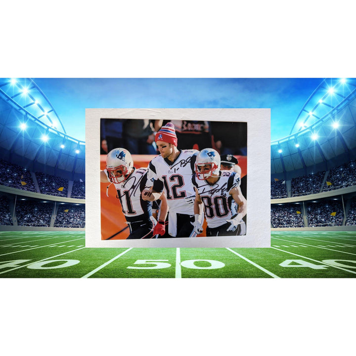 Tom Brady Julian Edelman Danny Amendola 8x10 photo signed with proof