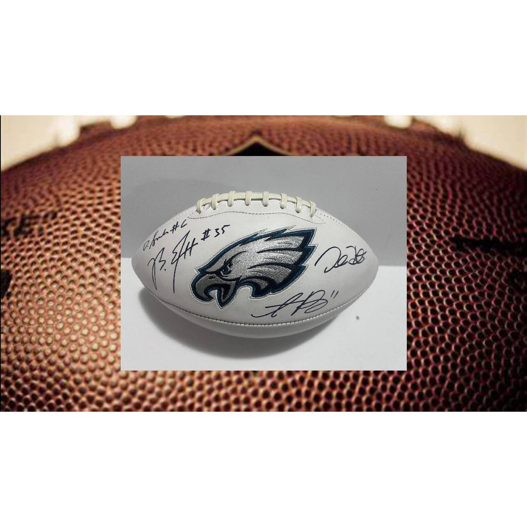 Boston Scott Davante Smith AJ Brown Jalen Hurts Philadelphia Eagles full size football signed with proof