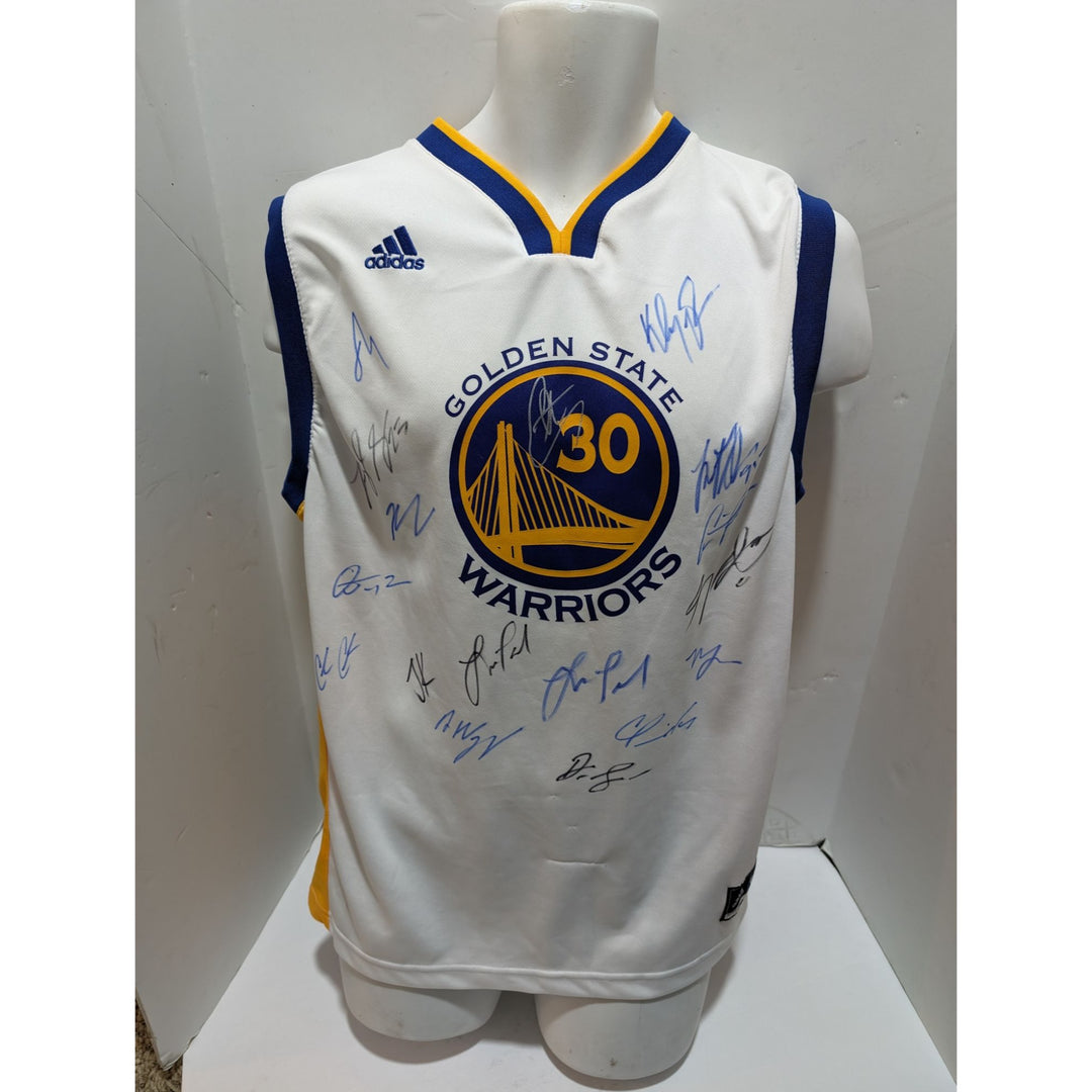 Golden State Warriors Stephen Curry Draymond Green  Klay Thompson 2022 23 NBA champions team signed jersey with proof