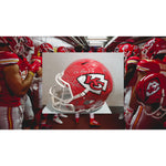 Load image into Gallery viewer, Kansas City Chiefs 2023 24 Super Bowl champions Riddell Speed authentic game model helmet 40 + sigs Patrick Mahomes Travis Kelce Andy Reid s
