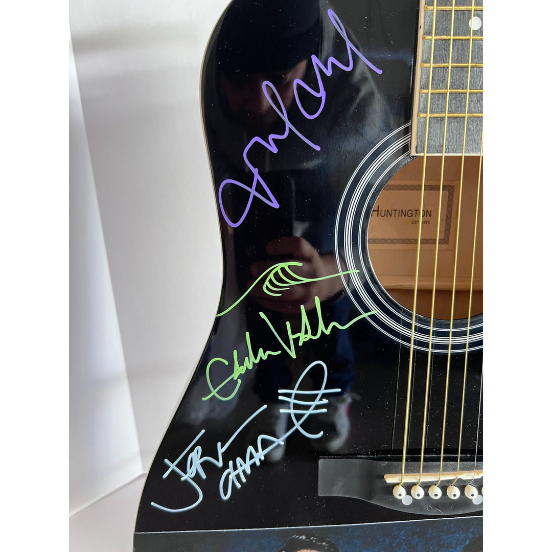 Pearl Jam Eddie Vedder Mike McCready Stone Gossard Jeff Ament one of a kind full size acoustic guitar signed with proof