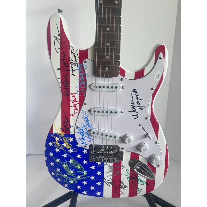 Lynyrd Skynyrd ZZ Top Billy Gibbons Dusty Hill Frank Beard Warren Haynes USA one of a kind electric guitar signed with proof