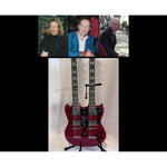 Load image into Gallery viewer, Jimmy Page, Robert Plant, John Paul Jones Led Zeppelin Les Paul style vintage electric guitar double neck signed with proof
