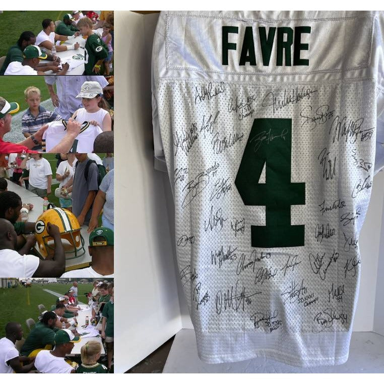 Brett Favre Reggie White Green Bay Packers Brett Favre Game model jersey 1996-1997 Superbowl Champs team signed with proof