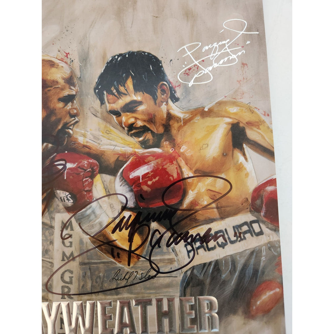 Manny Pacquiao and Floyd Mayweather Jr original full fight program May 2nd 2015 signed with proof