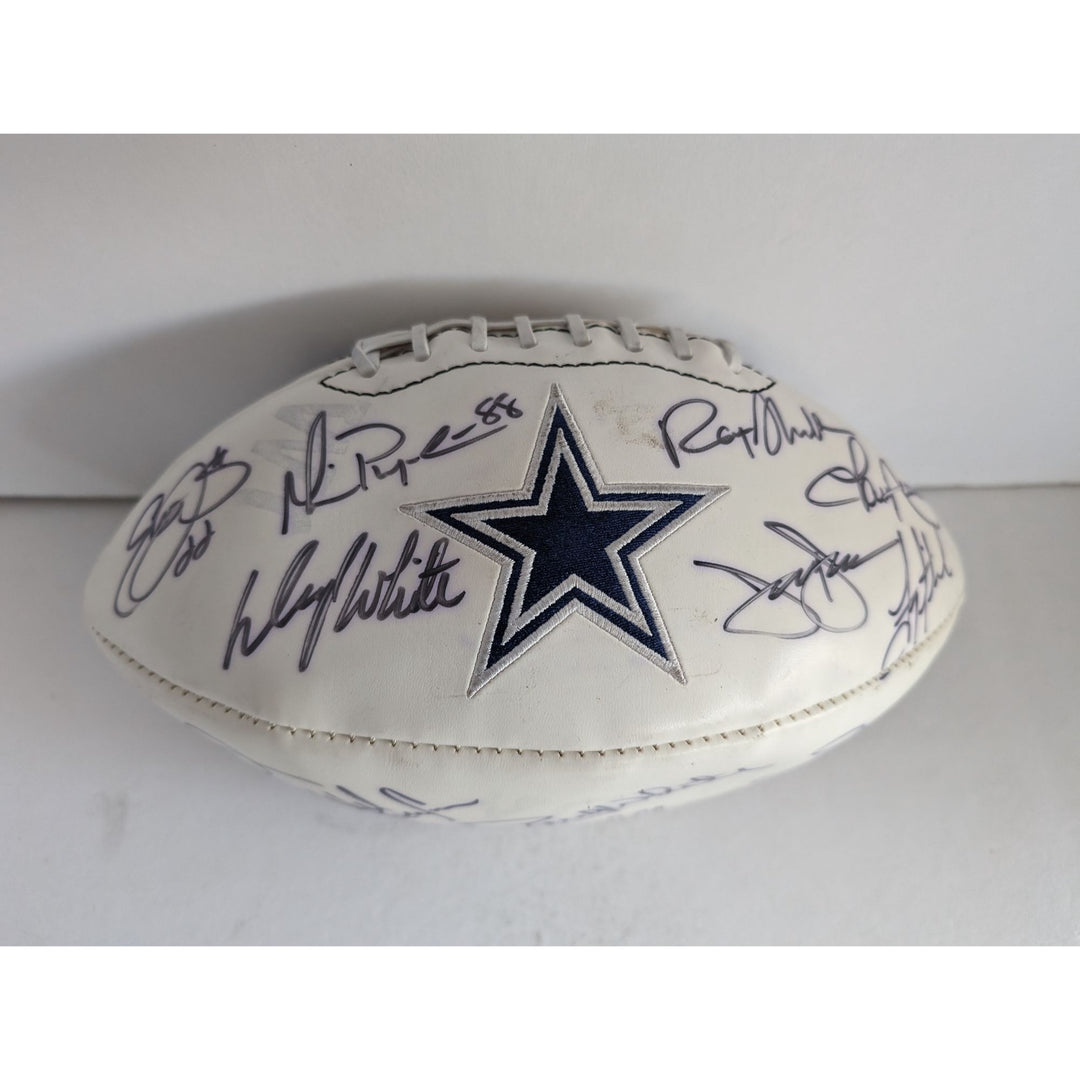 Dallas Cowboys Troy Aikman Emmitt Smith Michael Irvin 14 Legends signed football