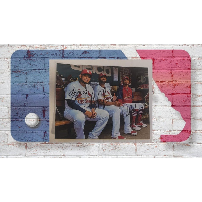 St Louis Cardinals Adam Wainwright Albert Pujols Yadier Molina 8x10 photo sign with proof