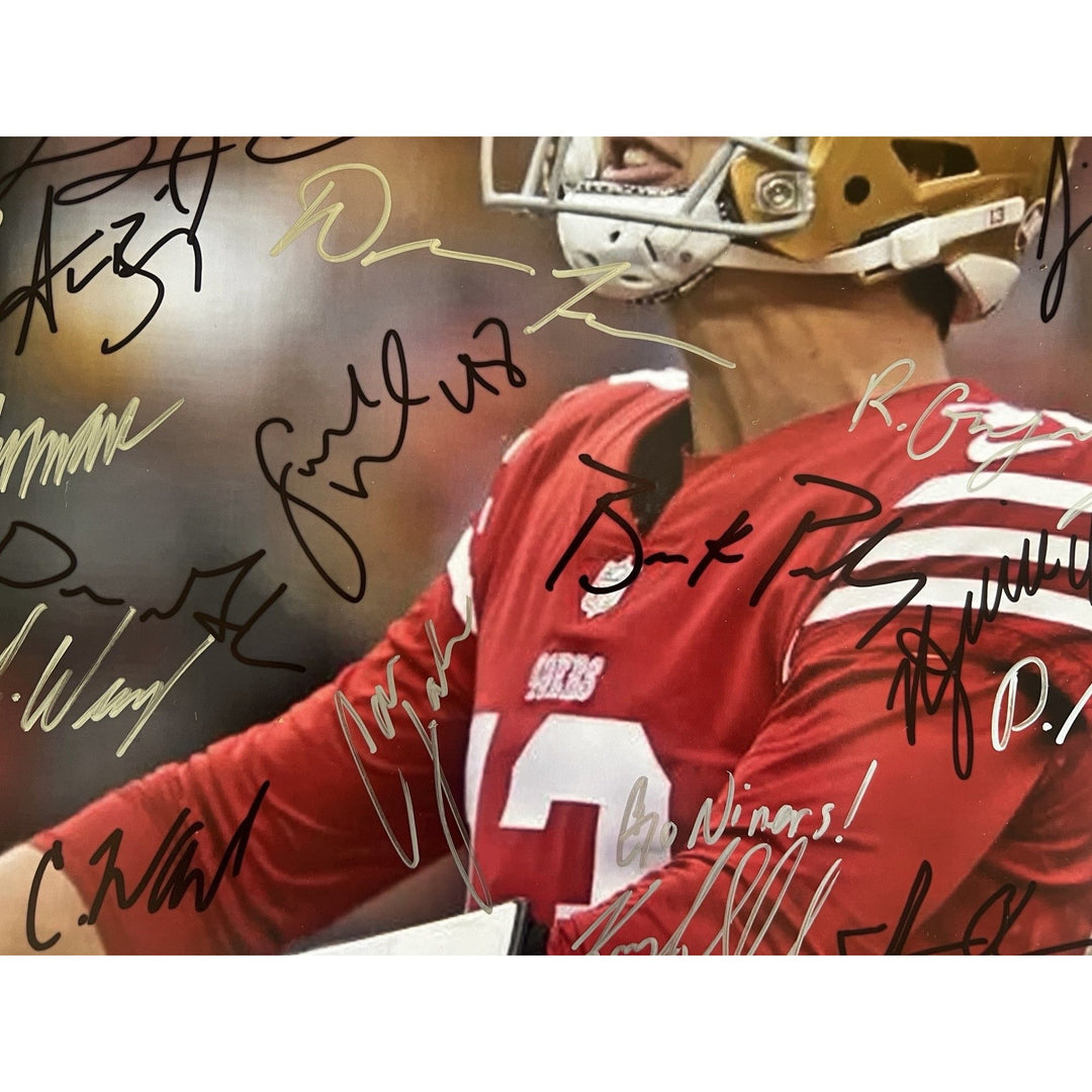 San Francisco 49ers Brock Purdy Christian McCaffrey Deebo Samuel NFC champions 2023-24 16x20 photo signed with proof