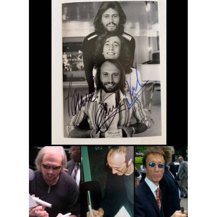 Barry, Robin and Maurice Gibb the Bee Gees 5x7 photo signed with proof